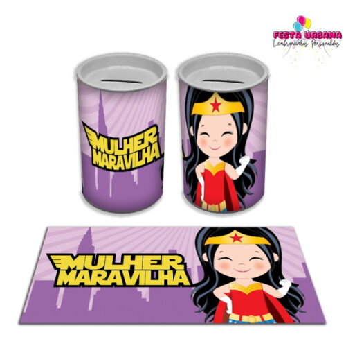 Adesivo Cofrinho Mulher Maravilha | Tubolata Festa Infantil