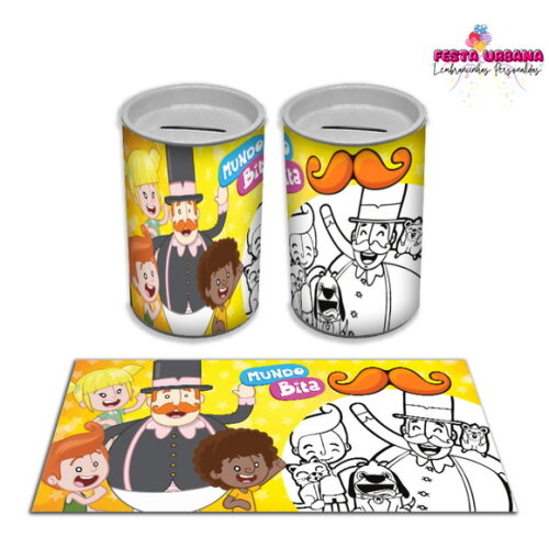 Adesivo Cofrinho Mundo Bita para Colorir | Tubolata Festa Infantil