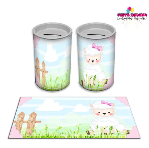 Adesivo Cofrinho Ovelhinha Baby | Tubolata Festa Infantil