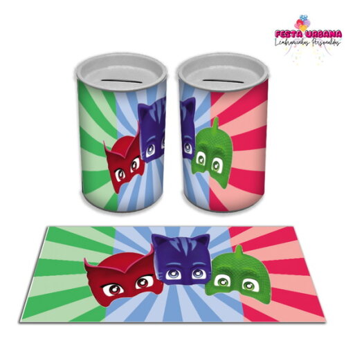 Adesivo Cofrinho PJ Masks Heróis de Pijamas | Tubolata Festa Infantil
