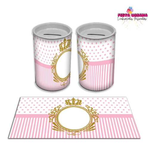 Adesivo Cofrinho Realeza Rosa | Tubolata Festa Infantil