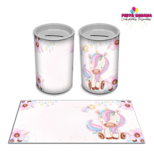 Adesivo Cofrinho Unicórnio Baby | Tubolata Festa Infantil