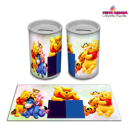 Adesivo Cofrinho Ursinho Pooh | Tubolata Festa Infantil