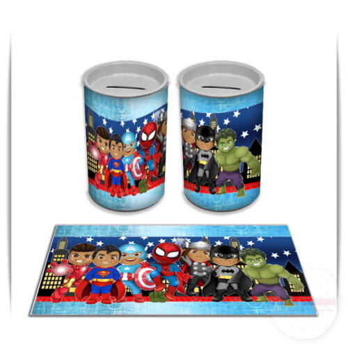 Adesivo Cofrinho Vingadores Super Heróis Cutes | Tubolata Festa Infantil