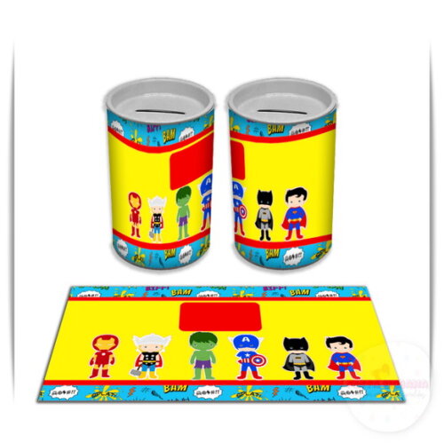 Adesivo Cofrinho Vingadores Super Heróis Cutes | Tubolata Festa Infantil