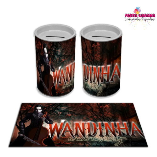 Adesivo Cofrinho Wandinha Família Addams | Tubolata Festa Infantil