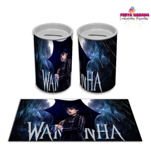 Adesivo Cofrinho Wandinha Família Addams | Tubolata Festa Infantil