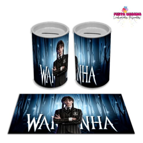 Adesivo Cofrinho Wandinha Família Addams | Tubolata Festa Infantil