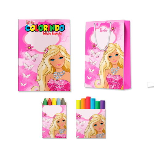 Kit Colorir com Massinha e Sacola Barbie | Lembrancinha Festa Infantil