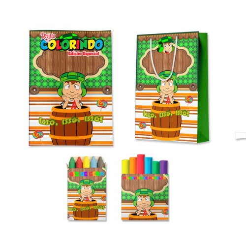 Kit Colorir com Massinha e Sacola Chaves | Lembrancinha Festa Infantil