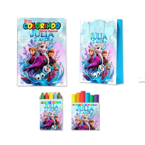 Kit Colorir com Massinha e Sacola Frozen | Lembrancinha Festa Infantil