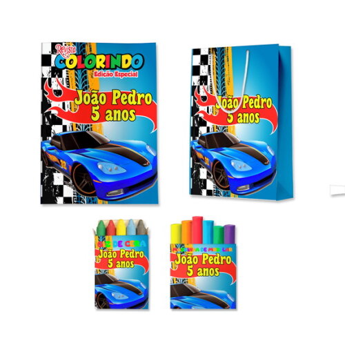 Kit Colorir com Massinha e Sacola Hot Wheels | Lembrancinha Festa Infantil