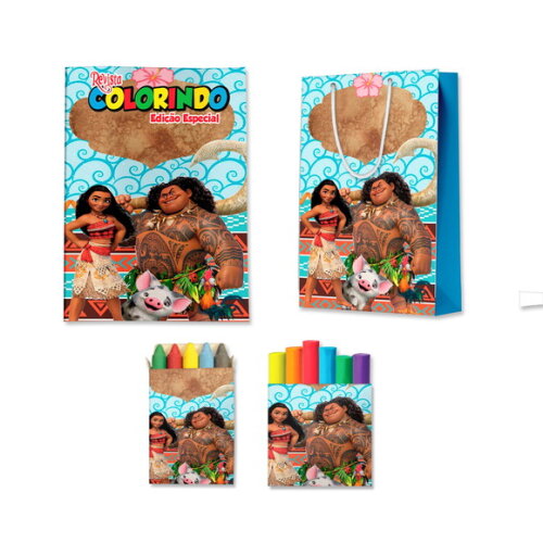 Kit Colorir com Massinha e Sacola Moana | Lembrancinha Festa Infantil