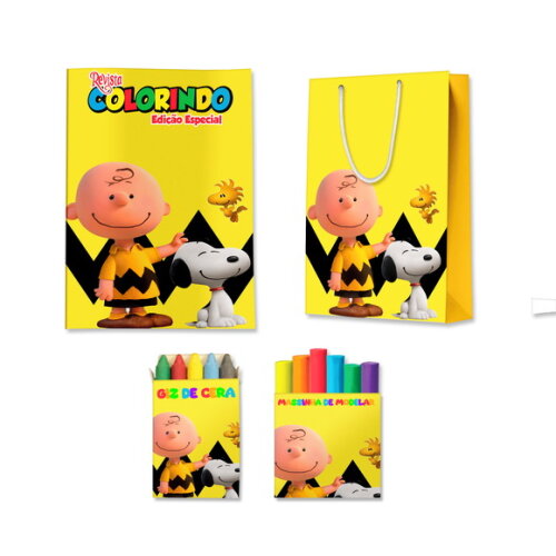 Kit Colorir com Massinha e Sacola Snoopy | Lembrancinha Festa Infantil
