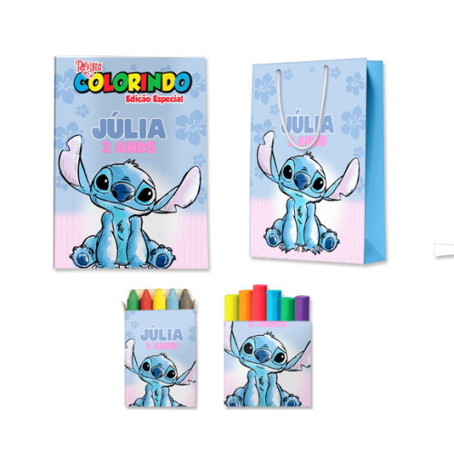 Kit Colorir com Massinha e Sacola Stitch | Lembrancinha Festa Infantil
