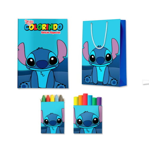 Kit Colorir com Massinha e Sacola Stitch | Lembrancinha Festa Infantil