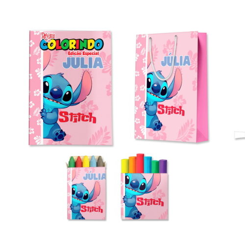 Kit Colorir com Massinha e Sacola Stitch | Lembrancinha Festa Infantil