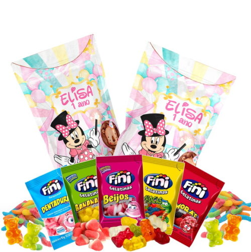 Fini Personalizado Circo da Minnie no Saquinho Metalizado Zip Lock no Saquinho Metalizado | Lembrancinha Infantil