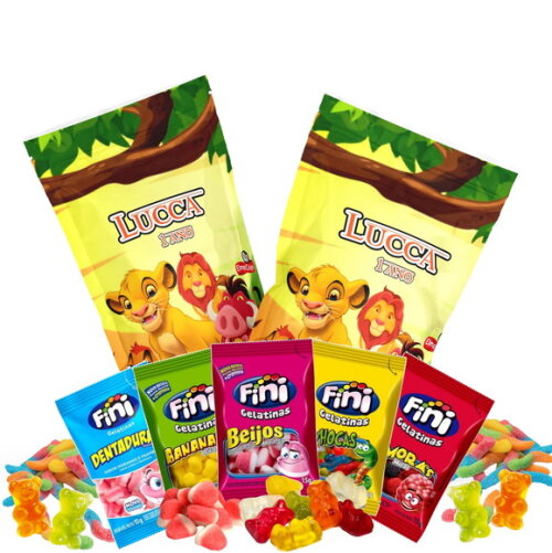 Fini Personalizado Rei Leão no Saquinho Metalizado Zip Lock no Saquinho Metalizado | Lembrancinha Infantil