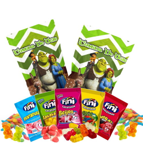 Fini Personalizado Shrek no Saquinho Metalizado Zip Lock no Saquinho Metalizado | Lembrancinha Infantil