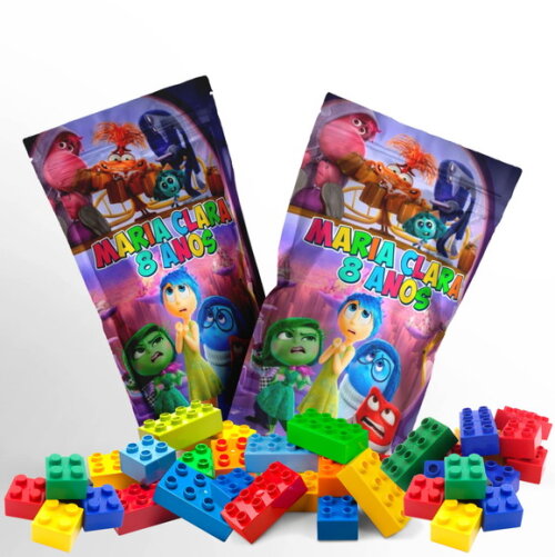 Blocos de Montar Divertidamente no Saquinho Metalizado no Saquinho Personalizado | Lembrancinha Infantil