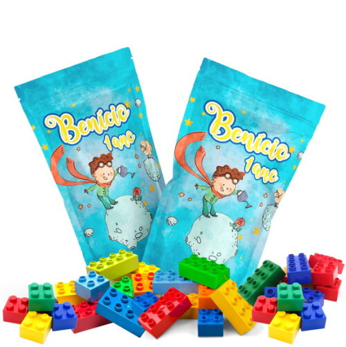 Blocos de Montar Pequeno Príncipe no Saquinho Metalizado no Saquinho Personalizado | Lembrancinha Infantil