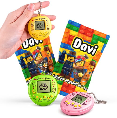 Tamagotchi Lego |  no Zip Metalizado no Saquinho Personalizado | Lembrancinha Infantil
