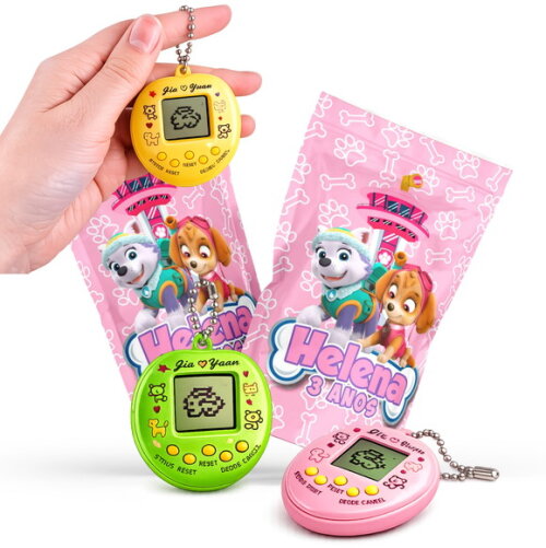 Tamagotchi Patrulha Canina Rosa | no Saquinho Personalizado | Lembrancinha Infantil