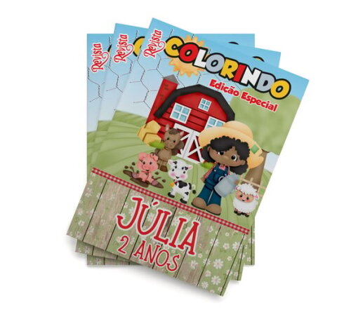 Livro de Colorir Fazendinha Menina Negra Tam 14x10cm | Lembrancinha Festa Infantil