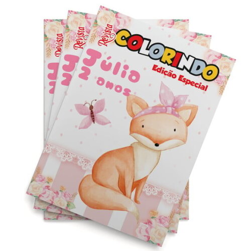 Livro de Colorir Raposinha Rosa Menina Tam 14x10 cm | Lembrancinha Festa Infantil