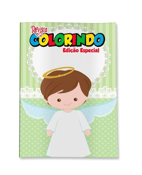 Livro de Colorir  Batizado Menino Verde 14x10 | Lembrancinha Festa Infantil