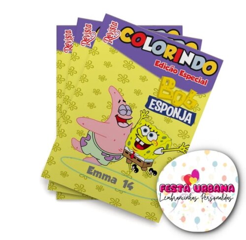 Livro de Colorir  Bob Esponja 14x10 | Lembrancinha Festa Infantil