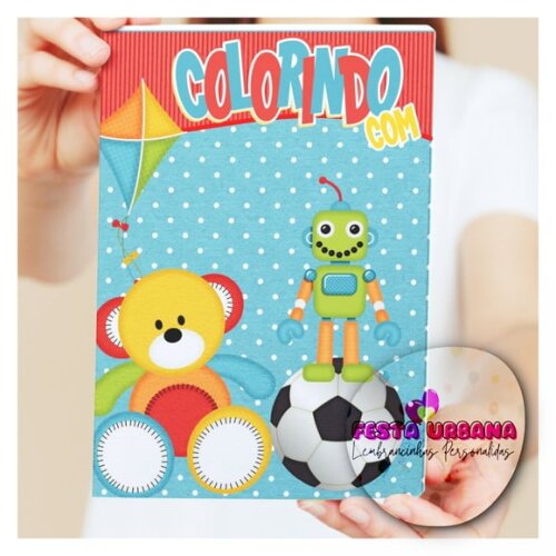 Livro de Colorir Brinquedos Menino Tam G 15x21 Cm | Lembrancinha 