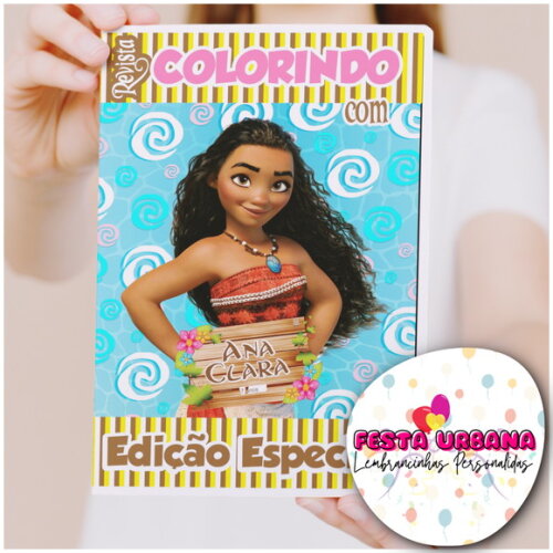 Livro de Colorir Moana Tam G 15x21 Cm | Lembrancinha Festa Infantil