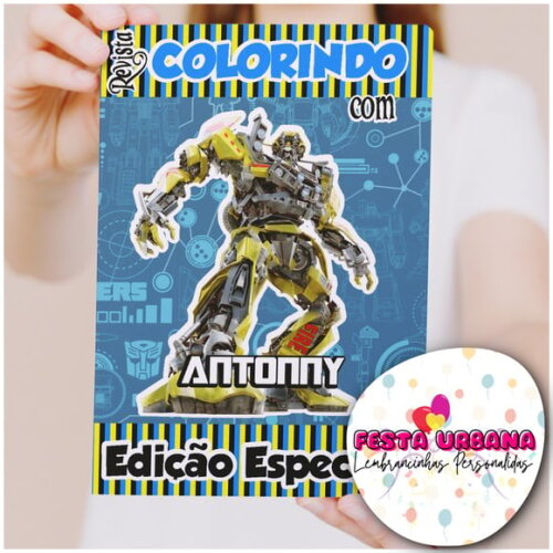 Livro de Colorir Transformers Tam G 15x21 cm | Lembrancinha Festa Infantil
