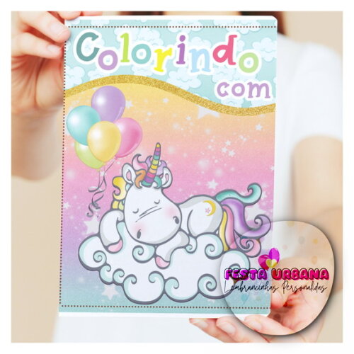 Livro de Colorir Unicórnio Tam G 15x21 Cm | Lembrancinha Festa Infantil