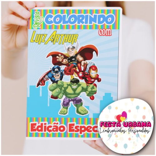 Livro de Colorir Vingadores Cute Baby Tam G 15x21 Cm | Lembrancinha Festa Infantil