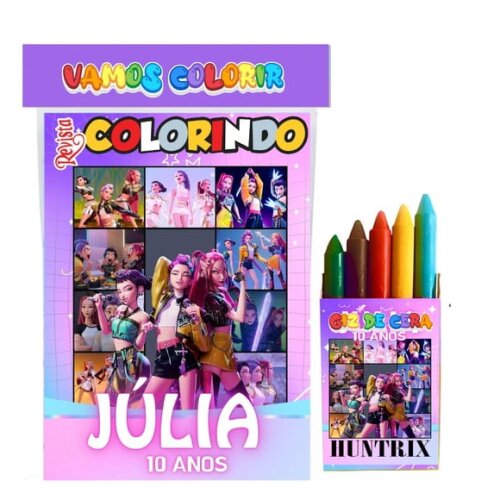 Kit Colorir com Giz  Guerreiras do Kpop 14x10cm | Lembrancinha Festa Infantil