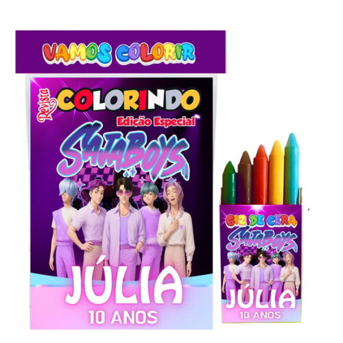 Kit Colorir com Giz  Saja Boys Kpop Tam 14x10cm | Lembrancinha Festa Infantil