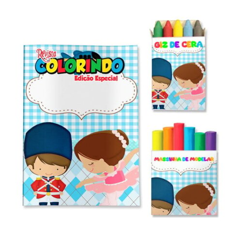 Kit Colorir com Giz e Massinha Bailarina e Soldadinho de Chumbo | Lembrancinha Festa Infantil