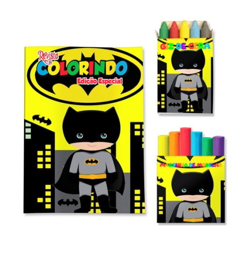 Kit Colorir com Giz e Massinha Batman Cute Baby | Lembrancinha Festa Infantil