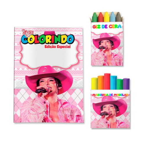 Kit Colorir com Giz e Massinha Boiadeira Ana Castela Country | Lembrancinha Festa Infantil