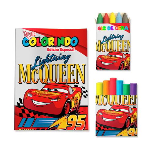 Kit Colorir com Giz e Massinha Carros | Lembrancinha Festa Infantil