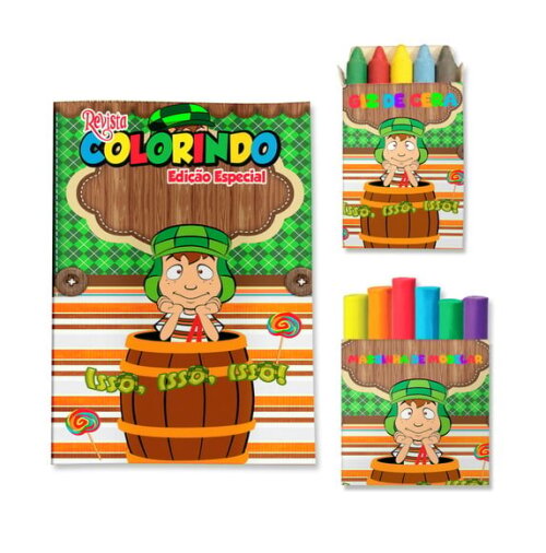 Kit Colorir com Giz e Massinha Chaves | Lembrancinha Festa Infantil