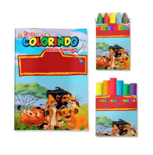 Kit Colorir com Giz e Massinha Guarda do Leão | Lembrancinha Festa Infantil
