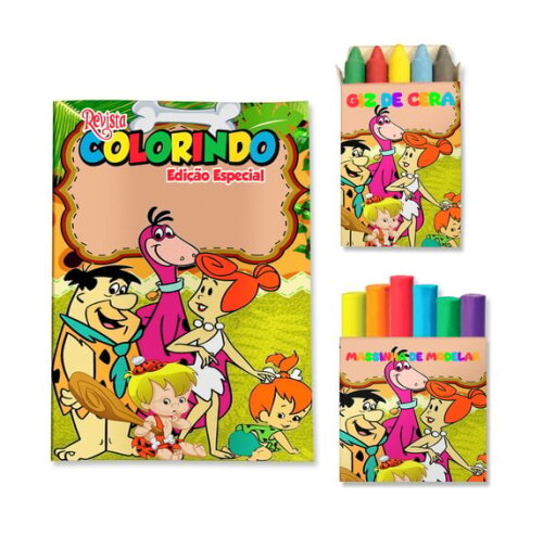 Kit Colorir com Giz e Massinha Pedrita Flintstone | Lembrancinha Festa Infantil