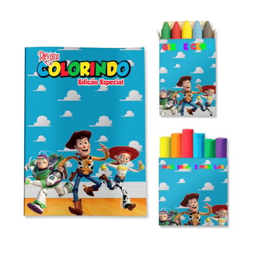 Kit Colorir com Giz e Massinha Toy Story | Lembrancinha Festa Infantil