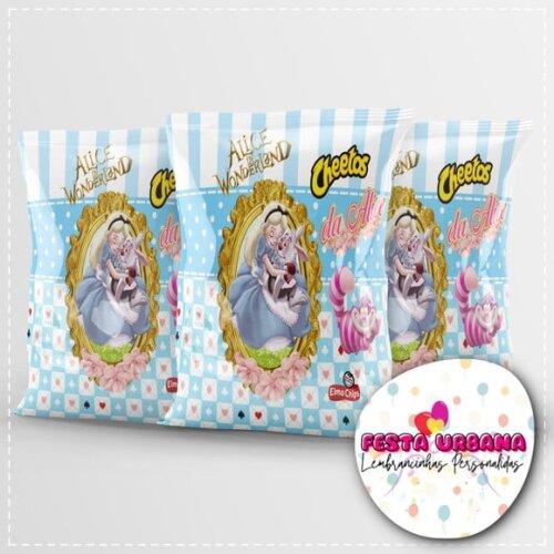 Saquinho para Salgadinho Alice No País Das Maravilhas Personalizado | Festa Infantil