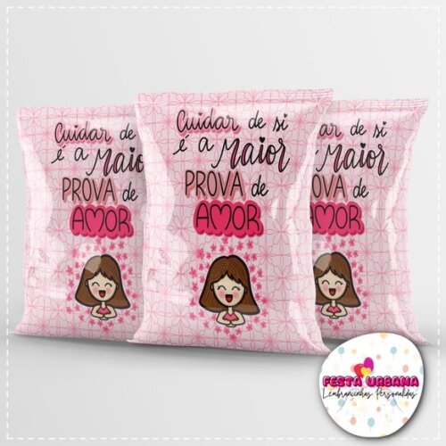 Saquinho para Salgadinho Outubro Rosa Personalizado | Festa Infantil