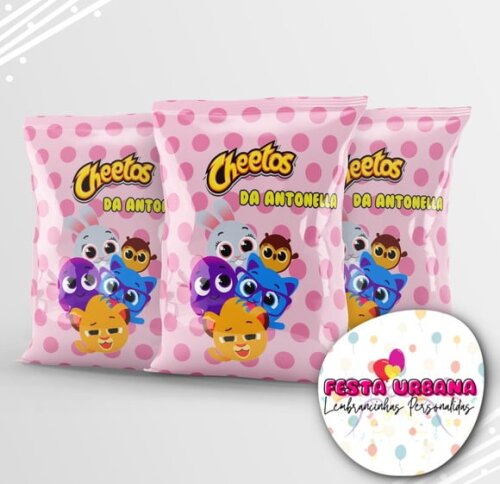 Saquinho para Salgadinho Personalizado Bolofofos Rosa Menina Personalizado | Festa Infantil